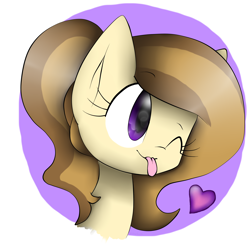 Size: 2500x2500 | Tagged: safe, artist:meotashie, oc, oc only, oc:day dream, pony, ;p, female, heart, high res, one eye closed, solo, tongue out, wink