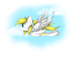 Size: 3000x2300 | Tagged: safe, artist:meotashie, oc, oc only, pegasus, pony, female, flying, high res, partial background, pegasus oc, solo