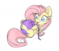 Size: 1598x1385 | Tagged: safe, artist:lbrcloud, fluttershy, pegasus, pony, g4, behaving like a cat, female, mare, simple background, solo, white background, yarn, yarn ball