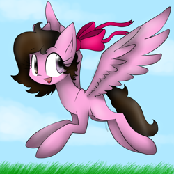 Size: 2300x2300 | Tagged: safe, artist:meotashie, oc, oc only, oc:party skies, pegasus, pony, female, flying, high res, pegasus oc, solo