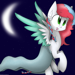 Size: 2300x2300 | Tagged: safe, artist:meotashie, oc, oc only, pegasus, pony, crescent moon, female, high res, moon, pegasus oc, solo