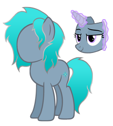 Size: 1728x1920 | Tagged: safe, artist:motownwarrior01, oc, oc only, oc:cyan sight, pony, unicorn, detachable face, female, full body, glowing, glowing horn, hooves, horn, lidded eyes, magic, magic aura, modular, no face, simple background, smiling, solo, standing, telekinesis, transparent background