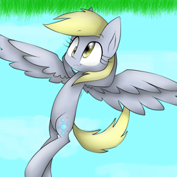 Size: 2300x2300 | Tagged: safe, artist:meotashie, derpy hooves, pegasus, pony, g4, female, grass, high res, solo, this will end in pain, this will end in tears, upside down