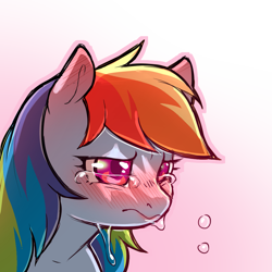 Size: 1159x1159 | Tagged: safe, artist:cold-blooded-twilight, rainbow dash, pegasus, pony, g4, blushing, crying, female, frown, mare, simple background, solo, tears of pain, transparent background
