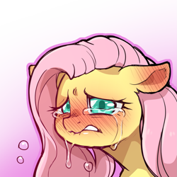 Size: 1159x1159 | Tagged: safe, artist:cold-blooded-twilight, part of a set, fluttershy, pegasus, pony, blushing, crying, female, lip bite, mare, simple background, solo, transparent background