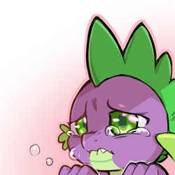 Size: 1159x1159 | Tagged: safe, artist:cold-blooded-twilight, spike, dragon, g4, blushing, crying, simple background, solo, transparent background