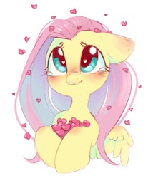 Size: 887x1072 | Tagged: safe, artist:melodylibris, fluttershy, pegasus, pony, g4, blushing, bust, crying, cute, daaaaaaaaaaaw, female, floppy ears, heart, holding, looking up, mare, shyabetes, simple background, smiling, solo, spread wings, tears of joy, teary eyes, wavy mouth, white background, wings