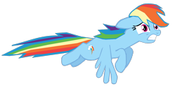 Size: 1280x678 | Tagged: safe, artist:benpictures1, part of a set, rainbow dash, pegasus, pony, dragon quest, g4, cute, dashabetes, female, flying, gritted teeth, inkscape, mare, scared, simple background, solo, teeth, transparent background, vector