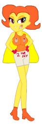 Size: 400x1166 | Tagged: safe, artist:smbros, oc, oc only, oc:connie frida, human, equestria girls, g4, big breasts, breasts, cape, cape feather, clothes, crossover, feather, gloves, hand on hip, high heels, huge breasts, humanized, orange hair, pigtails, power up gals, power-up, shoes, simple background, solo, super mario bros., super mario world, transparent background