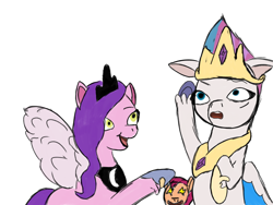 Size: 2048x1536 | Tagged: safe, artist:php176, derpibooru exclusive, pipp petals, sunny starscout, zipp storm, earth pony, pegasus, pony, g5, badly drawn, celestia's crown, clothes, crown, female, horrified, jewelry, mare, old art, regalia, royal sisters (g5), shoes, siblings, simple background, sisters, smiling, starry eyes, unamused, white background, wingding eyes, wings, zipp storm is not amused