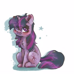 Size: 4000x4000 | Tagged: safe, artist:colorbrush, twilight sparkle, pony, unicorn, g4, chest fluff, ear fluff, fluffy, heart, heart eyes, simple background, sitting, solo, unicorn twilight, white background, wingding eyes