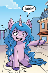 Size: 547x830 | Tagged: safe, idw, izzy moonbow, pony, unicorn, g5, spoiler:comic, spoiler:g5comic, spoiler:g5comic01, bingo, cropped, female, mare