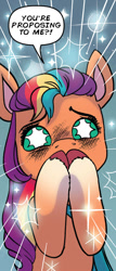 Size: 433x1011 | Tagged: safe, edit, editor:rbdash11, idw, sunny starscout, earth pony, pony, g5, spoiler:comic, spoiler:g5comic, spoiler:g5comic02, cropped, female, mane stripe sunny, mare, starry eyes, wingding eyes