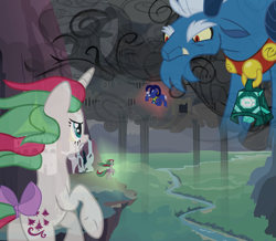 Size: 5097x4440 | Tagged: safe, artist:lillyleaf101, grogar, gusty, gusty the great, pony, sheep, unicorn, g1, g4, absurd resolution, antagonist, bell, g1 to g4, generation leap, grogar's bell, magic, male, ram, story included