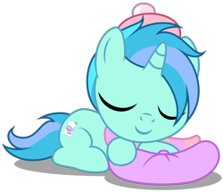 Size: 3780x3250 | Tagged: safe, artist:strategypony, oc, oc only, oc:sleepy whistles, clothes, colt, eyes closed, foal, high res, male, pillow, scarf, simple background, sleeping, transparent background