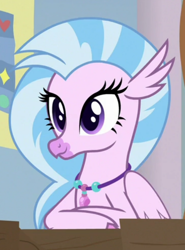 Size: 548x739 | Tagged: safe, screencap, silverstream, classical hippogriff, hippogriff, a rockhoof and a hard place, g4, cropped, crossed arms, cute, diastreamies, jewelry, necklace, solo