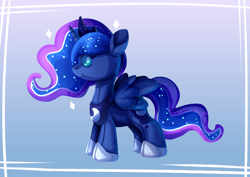 Size: 3000x2122 | Tagged: safe, artist:neonishe, princess luna, alicorn, pony, g4, cute, female, gradient background, high res, mare, no pupils, plushie, solo