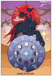 Size: 1300x1900 | Tagged: safe, artist:lebalisa, oc, oc only, oc:king phoenix embers, changeling, changeling oc, commission, red changeling, solo, tarot card, ych result