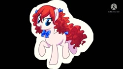 Size: 739x415 | Tagged: safe, pony, black background, bow, confident, happy, looking at you, pigtails, ponified, poppy playtime, simple background, smiling, smiling at you, solo