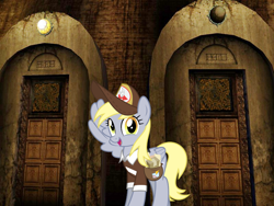 Size: 800x600 | Tagged: safe, artist:jhayarr23, artist:tawaki, derpy hooves, g4, bag, base 5, bevin, cute, d'ni, d'ni numerals, d'ni script, derpabetes, earth, firemarble, hat, mailbag, mailmare hat, mailmare uniform, myst, uru