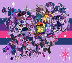 Size: 6320x5532 | Tagged: safe, artist:chub-wub, mean twilight sparkle, pinkie pie, twilight sparkle, alicorn, pony, the princess of evil, g4, the last problem, adorkable, bilight sparkle, blunt, choker, cigarette, clothes, crossover, crossover shipping, curved horn, cute, cute little fangs, dork, drugs, duality, dusk shine, ear piercing, earring, equestria girls ponified, expressions, facial expressions, fangs, female, glasses, grin, highlight sparkle, hoodie, horn, jewelry, kinsona, makeup, male, male alicorn, mare, mcdonald's, meta, mordecai, mordetwi, multeity, older, older twilight, one eye closed, open mouth, piercing, pince-nez, ponified, pride, pride flag, pride flag scarf, red eyes, regular show, round glasses, rule 63, scarf, shipping, slit pupils, smiling, smoking, socks, sparkle sparkle sparkle, stallion, straight, striped socks, sunglasses, trans female, trans male, transgender, transgender pride flag, twiabetes, twilight sparkle (alicorn), twitter, wings, wink