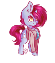 Size: 1113x1272 | Tagged: safe, artist:prettyshinegp, oc, oc only, pony, unicorn, clothes, ear piercing, horn, piercing, signature, simple background, solo, transparent background, unicorn oc