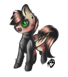 Size: 1068x1209 | Tagged: safe, artist:prettyshinegp, oc, oc only, pegasus, pony, angry, clothes, ear piercing, earring, jewelry, pegasus oc, piercing, signature, simple background, solo, transparent background, wings