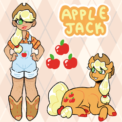 Size: 2048x2048 | Tagged: safe, artist:dreamytails, applejack, earth pony, human, pony, g4, applejack's hat, boots, clothes, cowboy boots, cowboy hat, cute, female, flannel, freckles, grin, hat, high res, human ponidox, humanized, jackabetes, lipstick, makeup, mare, nail polish, one eye closed, overall shorts, overalls, self paradox, self ponidox, shoes, smiling, solo, suspenders, tank top, unshorn fetlocks, wink