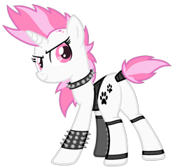 Size: 1745x1669 | Tagged: safe, artist:lillyleaf101, oc, oc:fuzzy dreams, pony, unicorn, base used, butt, choker, clothes, female, looking at you, mare, plot, punk, simple background, solo, spiked choker, spiked wristband, transparent background, wristband