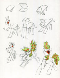 Size: 2311x3000 | Tagged: safe, artist:ja0822ck, pony, fold, high res, paper, traditional art