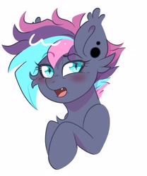 Size: 2500x3000 | Tagged: safe, artist:yourpennypal, oc, oc only, bat pony, pony, blushing, chest fluff, ear piercing, high res, looking at you, open mouth, piercing, simple background, solo, white background