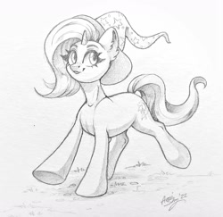 Size: 1742x1690 | Tagged: safe, alternate version, artist:amishy, trixie, pony, unicorn, g4, cute, diatrixes, female, mare, pencil drawing, smiling, solo, traditional art
