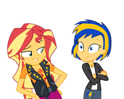 Size: 1280x1025 | Tagged: safe, artist:mlpfan3991, artist:ravenwolf-bases, sunset shimmer, oc, oc:flare spark, human, equestria girls, g4, duo, duo female, equestria girls-ified, female, simple background, transparent background