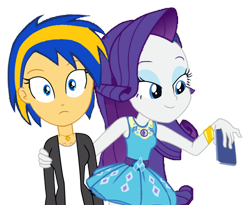 Size: 1280x1048 | Tagged: safe, artist:mlpfan3991, artist:yaya54320bases, rarity, oc, oc:flare spark, human, equestria girls, g4, cellphone, duo, duo female, equestria girls-ified, female, phone, rarity peplum dress, simple background, smartphone, transparent background