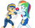 Size: 1280x1025 | Tagged: safe, artist:mlpfan3991, artist:yaya54320bases, rainbow dash, oc, oc:flare spark, equestria girls, g4, base used, boxing, boxing gloves, clothes, duo, duo female, equestria girls-ified, female, fight, midriff, shorts, simple background, sports, sports shorts, tomboy, transparent background