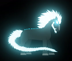 Size: 2984x2544 | Tagged: safe, artist:dulldragon2070, kaiju, kaiju pony, pony, fanfic:a second chance, crossover, glowing, glowing eyes, glowing mane, glowing tail, godzilla, godzilla (series), high res, intimidating, ponified, tail