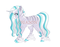 Size: 2900x2300 | Tagged: safe, artist:gigason, oc, oc:teal thistle, hybrid, zony, female, high res, magical lesbian spawn, obtrusive watermark, offspring, parent:starlight glimmer, parent:zecora, simple background, solo, transparent background, unshorn fetlocks, watermark