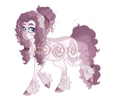 Size: 2900x2300 | Tagged: safe, artist:gigason, oc, oc:bitter sweet, hybrid, zony, female, high res, magical lesbian spawn, obtrusive watermark, offspring, parent:pinkie pie, parent:zecora, simple background, solo, transparent background, watermark