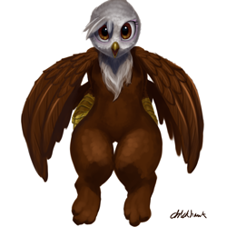 Size: 1200x1200 | Tagged: safe, artist:chickhawk96, gilda, griffon, g4, bipedal, looking at you, simple background, solo, white background, wings