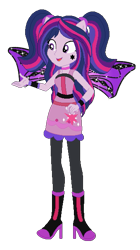 Size: 339x606 | Tagged: safe, artist:selenaede, artist:user15432, twilight sparkle, alicorn, fairy, human, equestria girls, g4, alternate hairstyle, barely eqg related, base used, boots, clothes, costume, crossover, cutie mark on clothes, fairy wings, fairyized, halloween, halloween costume, hallowinx, high heel boots, high heels, long hair, pigtails, ponied up, purple dress, purple wings, shoes, simple background, solo, sparkly wings, transparent background, twilight sparkle (alicorn), wings, winx, winx club, winxified