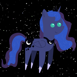 Size: 6000x6000 | Tagged: safe, artist:freestadiumtix, princess luna, alicorn, pony, g4, absurd resolution, constellation, constellation hair, crown, cute, ethereal mane, female, hoof shoes, jewelry, lunabetes, mare, peytral, pointy ponies, regalia, solo, space, starry background, starry mane
