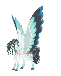 Size: 3600x4500 | Tagged: safe, artist:gigason, oc, oc:painted petals, hybrid, zony, absurd resolution, colored wings, female, filly, foal, multicolored wings, obtrusive watermark, offspring, parent:zecora, parent:zephyr breeze, parents:zephyrcora, simple background, solo, transparent background, watermark, wings