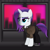 Size: 4795x4842 | Tagged: safe, artist:anime-equestria, rarity, pony, unicorn, g4, absurd resolution, alternate hairstyle, city, clothes, cybernetic eyes, cyberpunk, ear piercing, eyeshadow, female, horn, jacket, makeup, mare, piercing, solo