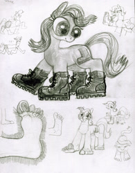 Size: 2341x3000 | Tagged: safe, artist:ja0822ck, oc, earth pony, pony, adoracreepy, boots, creepy, cute, earth pony oc, feet, high res, hoof boots, hoof toes, not salmon, shoes, sketch, sketch dump, toes, traditional art, wat
