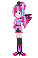 Size: 421x643 | Tagged: safe, artist:selenaede, artist:user15432, pinkie pie, fairy, human, equestria girls, g4, alternate hairstyle, barely eqg related, base used, belt, boots, clothes, costume, crossover, cutie mark on clothes, fairy wings, fairyized, fingerless gloves, flower, gloves, hair bun, halloween, halloween costume, hallowinx, hat, high heel boots, high heels, long hair, pigtails, pink dress, pink wings, ponied up, shoes, simple background, socks, solo, sparkly wings, top hat, transparent background, wings, winx, winx club, winxified