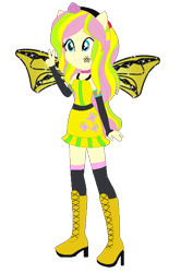 Size: 400x604 | Tagged: safe, artist:selenaede, artist:user15432, fluttershy, fairy, human, equestria girls, g4, alternate hairstyle, barely eqg related, base used, boots, clothes, costume, crossover, cutie mark on clothes, fairy wings, fairyized, fingerless gloves, flower, flower in hair, gloves, halloween, halloween costume, hallowinx, headband, high heel boots, high heels, long hair, ponied up, shoes, simple background, socks, solo, sparkly wings, transparent background, wings, winx, winx club, winxified, yellow dress, yellow wings