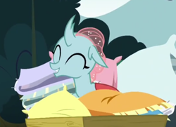 Size: 1006x728 | Tagged: safe, screencap, ocellus, changedling, changeling, g4, school daze, bed bug, cropped, cute, diaocelles, eyes closed, female, pillow, solo