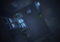 Size: 1061x753 | Tagged: safe, artist:g7wrgrpluoffi6s, rainbow dash, g4, bedroom, computer, from above, laptop computer, medal, night, sleepless