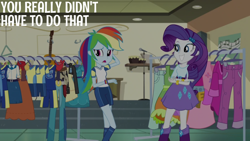 Size: 1920x1080 | Tagged: safe, edit, edited screencap, editor:quoterific, screencap, rainbow dash, rarity, human, equestria girls, g4, my little pony equestria girls: friendship games, clothes, duo, duo female, embarrassed, female, open mouth