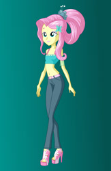 Size: 1280x1965 | Tagged: safe, artist:rexpony, fluttershy, human, equestria girls, g4, 2020, alternate hairstyle, belly button, female, midriff, solo